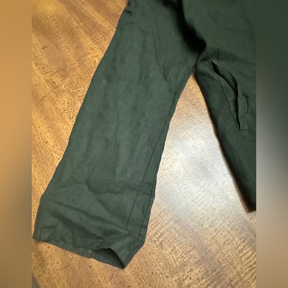 Bryn WALKER Womens Linen Jacket Size Large Hunter Green Open Draped Collar - Picture 14 of 16